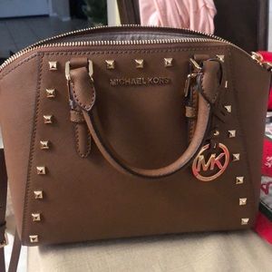 Michael Kors brown studded cross over purse